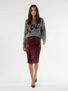 Gonna Peonia- paillettes Bordeaux donna