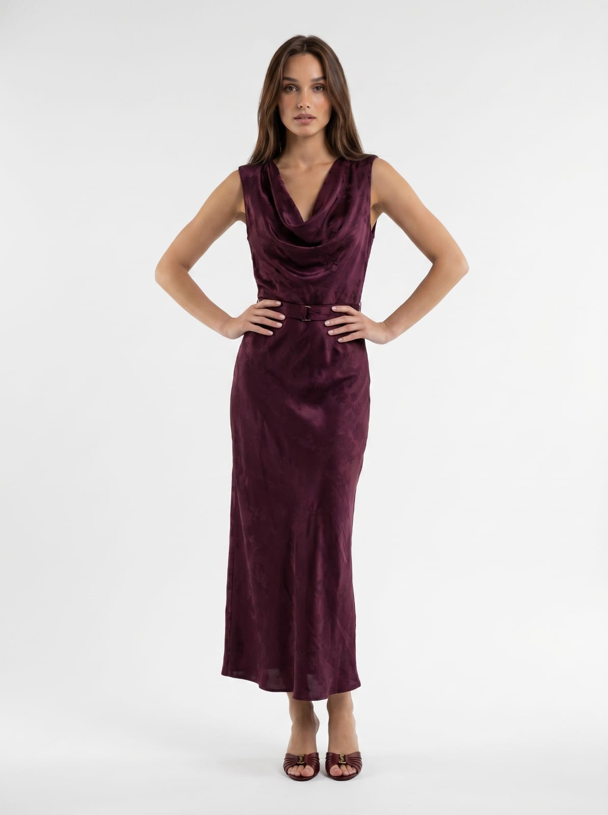 Abito Selene - Bordeaux con ricamo donna