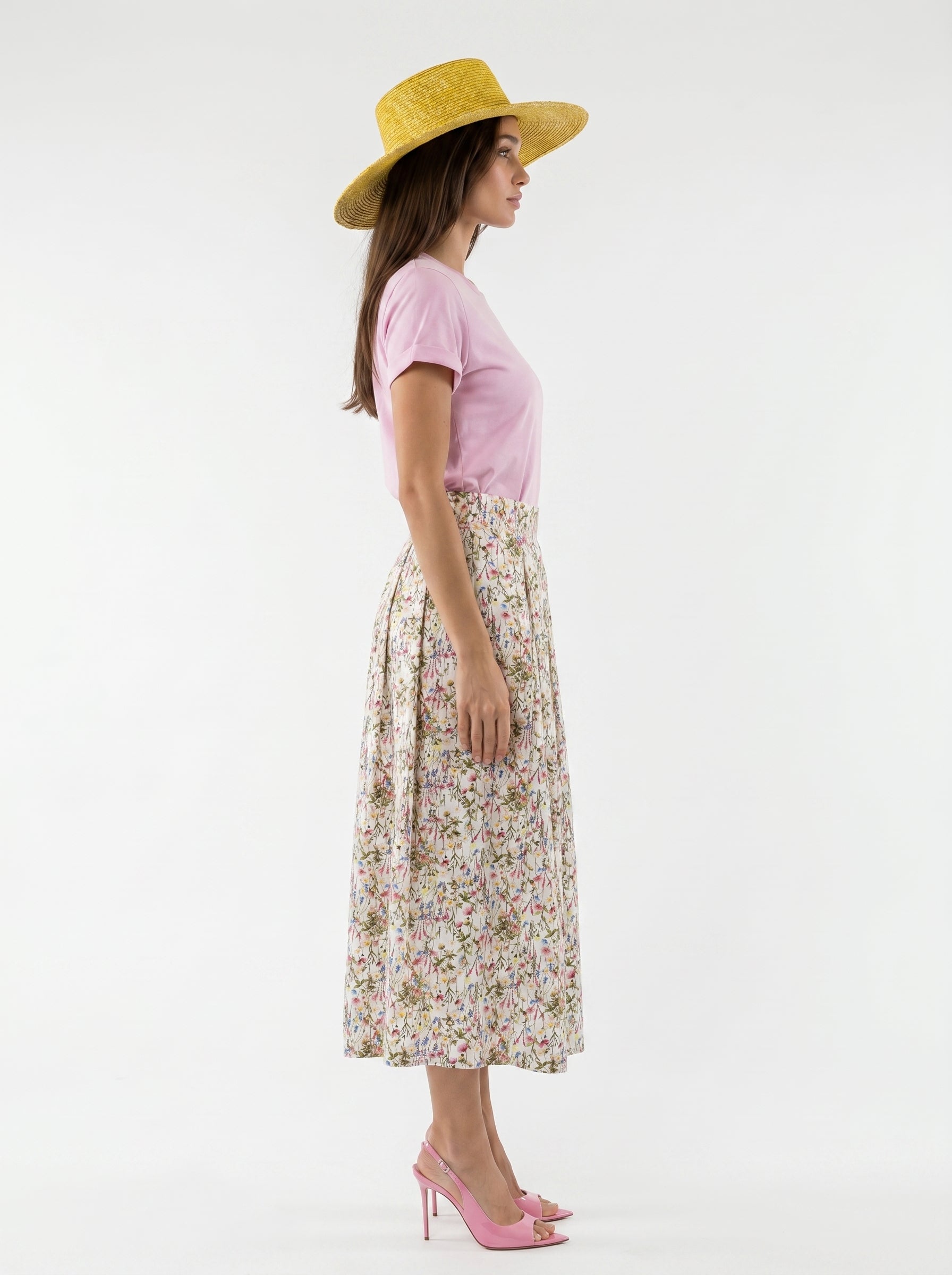 T-shirt Nina basica in cotone stretch - Rosa baby donna