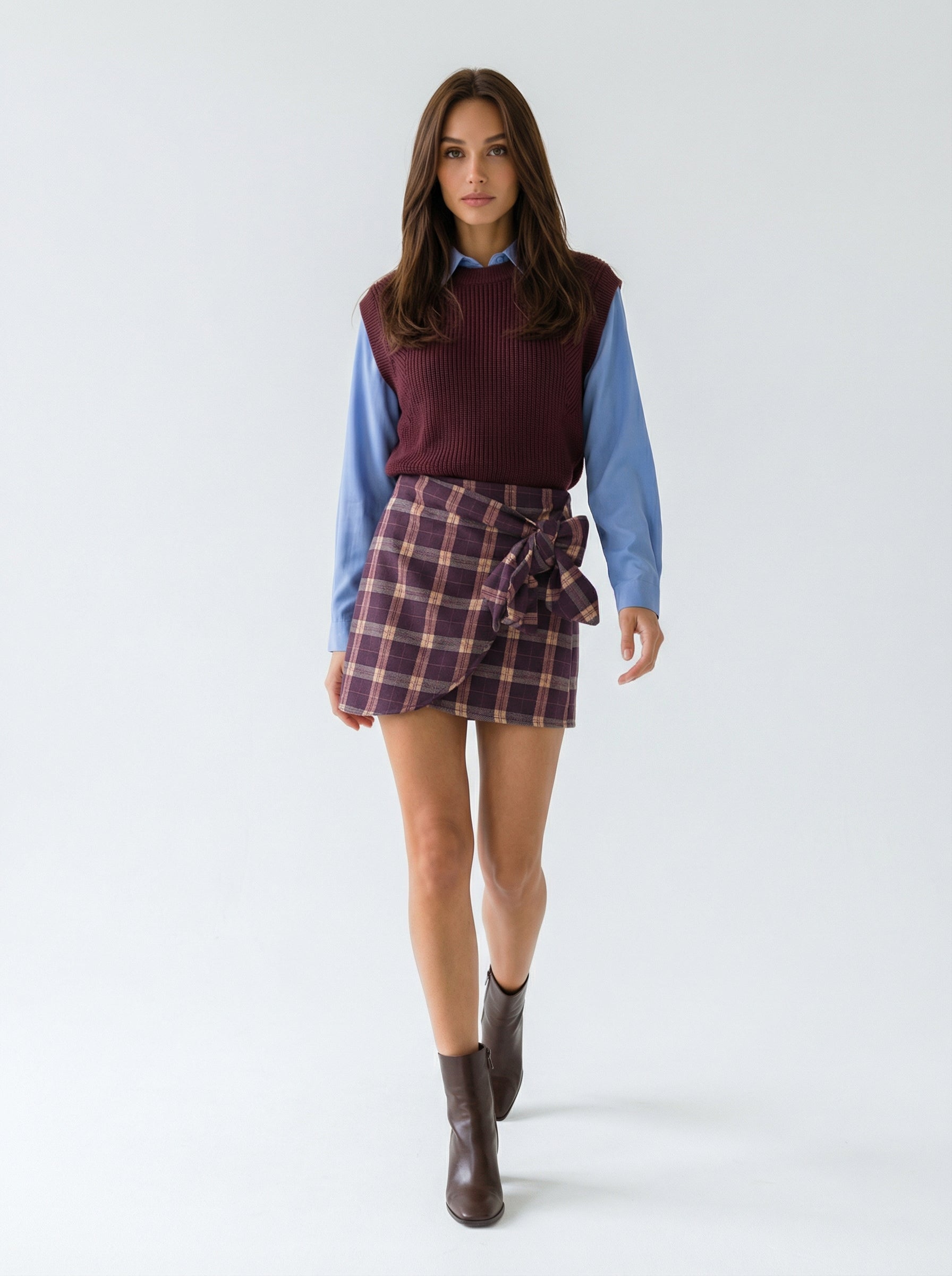 Elisabetta – Gilet morbido in lana Bordeaux donna