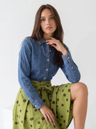 Gonna Camelia - verde pistacchio pois marrone donna