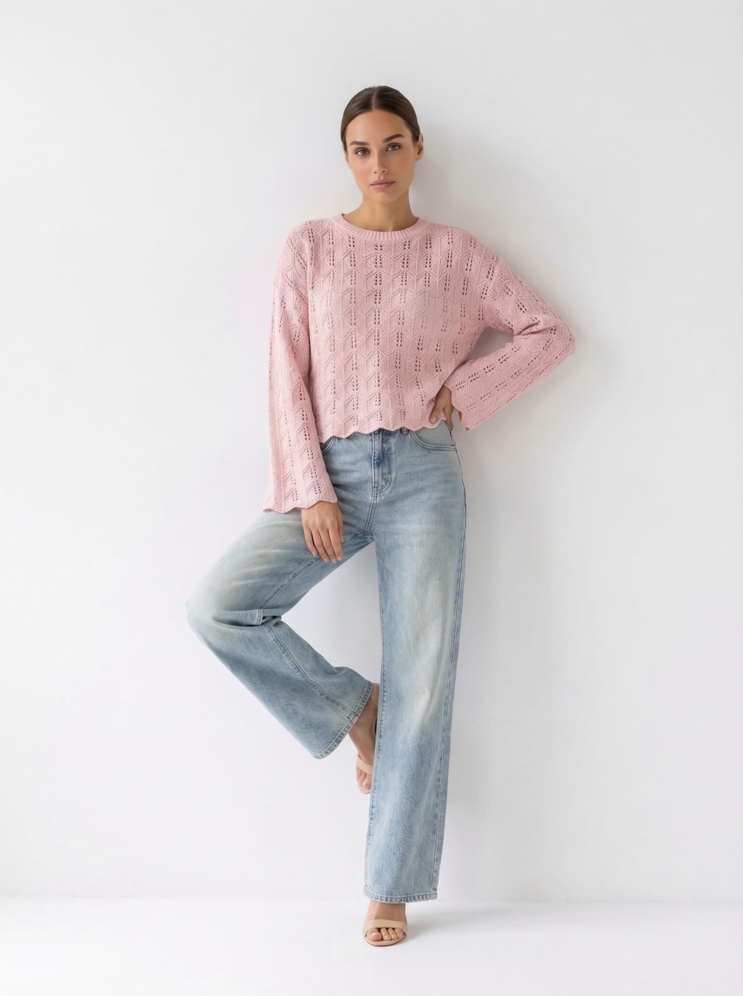 Pull Edera traforato - Rosa donna