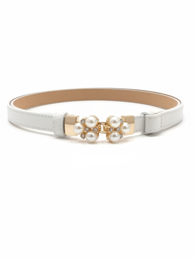 Cintura Perla in vera pelle con fibbia gioiello donna
