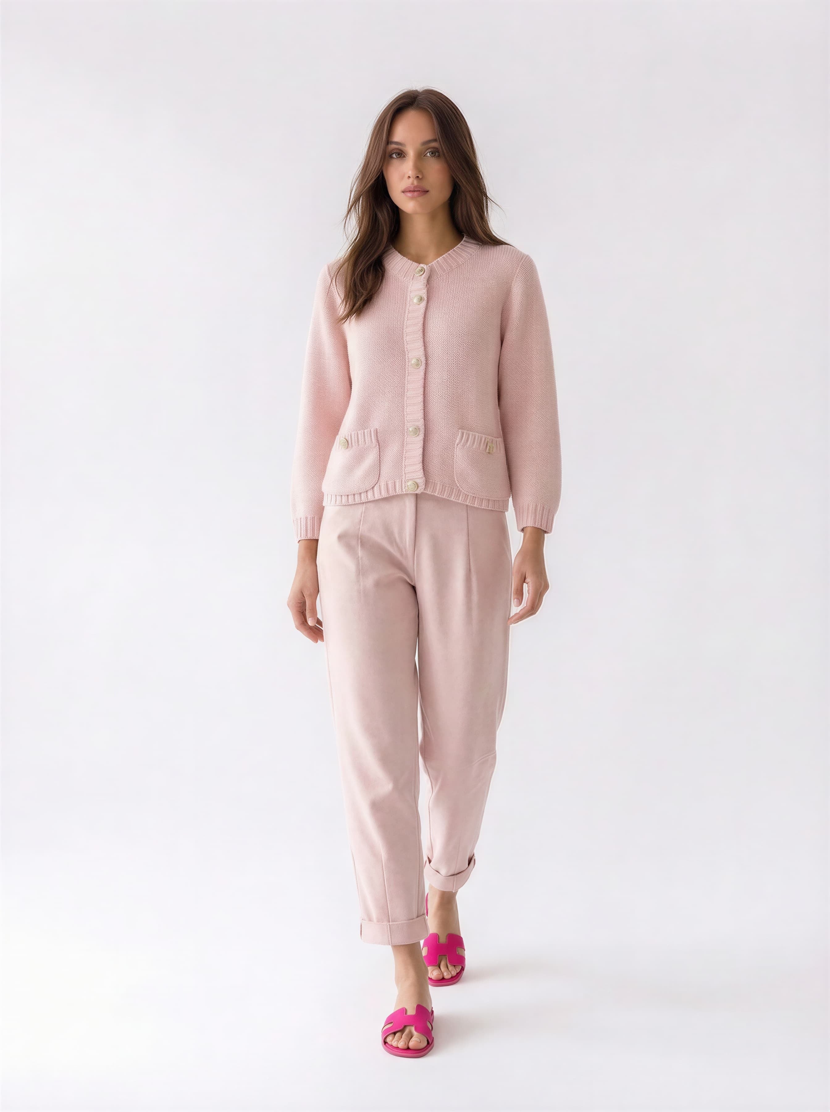 Cardigan Mirea con bottoni gioiello - rosa donna