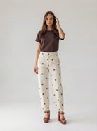 Pantalone Pois Maribel - Burro pois marrone donna