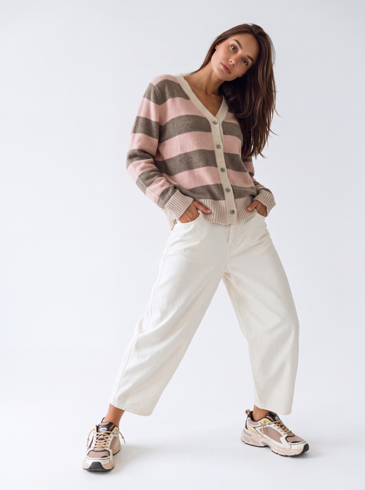 Cardigan Evelisse – Rosa/Beige Cardigan donna