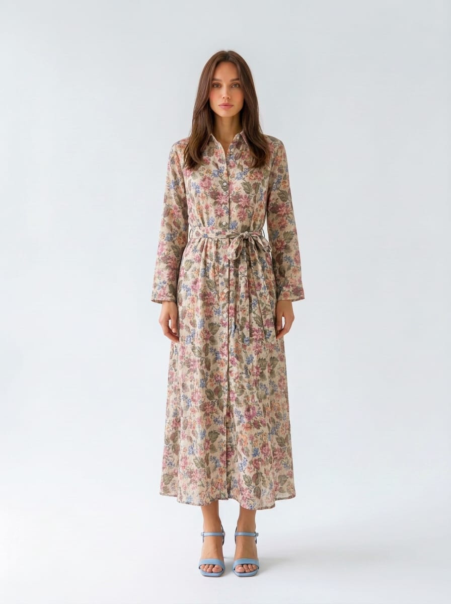 Chemisier Rosalie- beige fantasia floreale donna