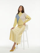 Mila – Pull caldo in lana con rombi Gialll donna