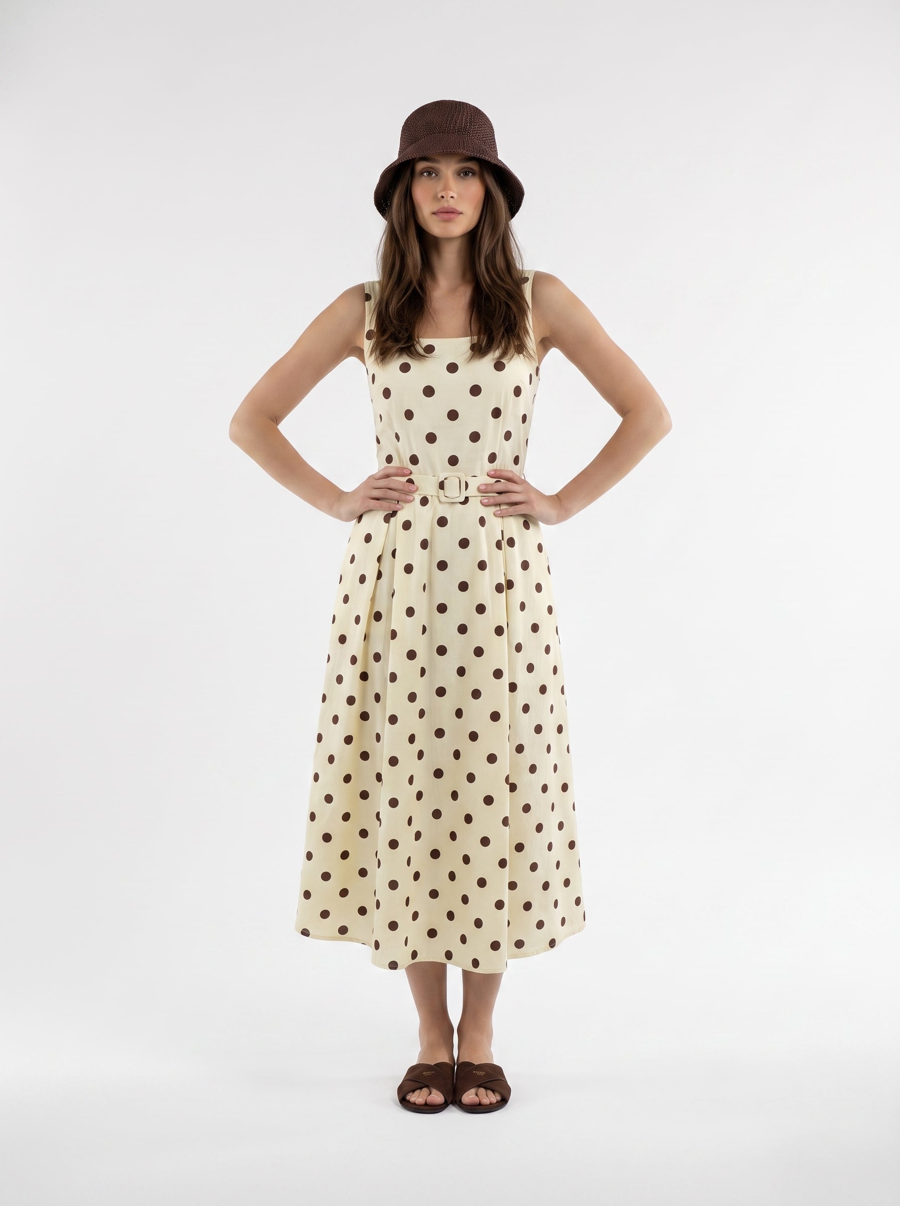 Abito Sakura - Giallo pois marrone donna