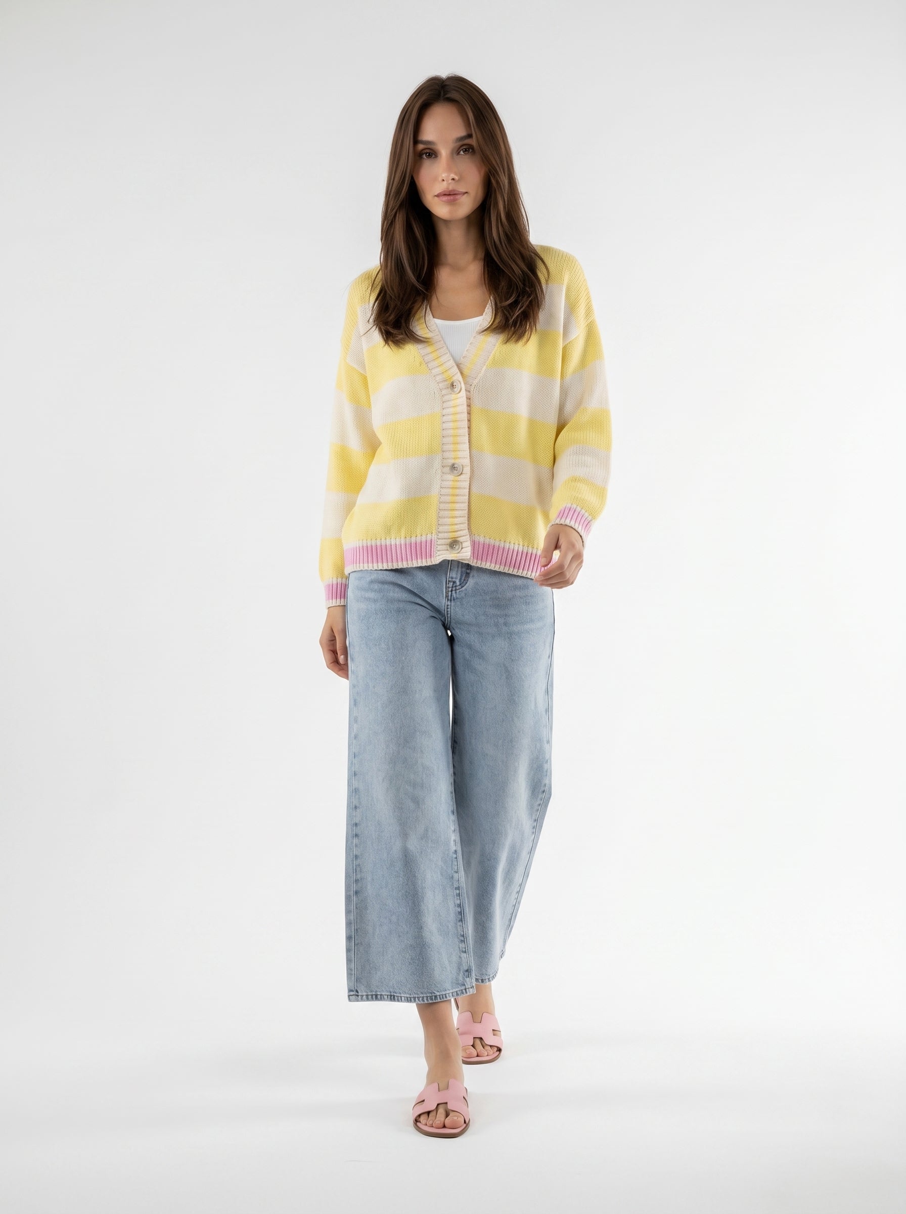 Cardigan Soleil - Rigato Giallo e burro donna