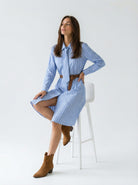 Abito chemisier Beatrice - Azzurro riga larga donna
