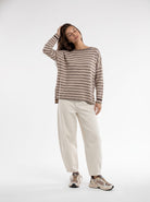 Maxi Pull Orlena – Taupe/Rosa Maglia donna