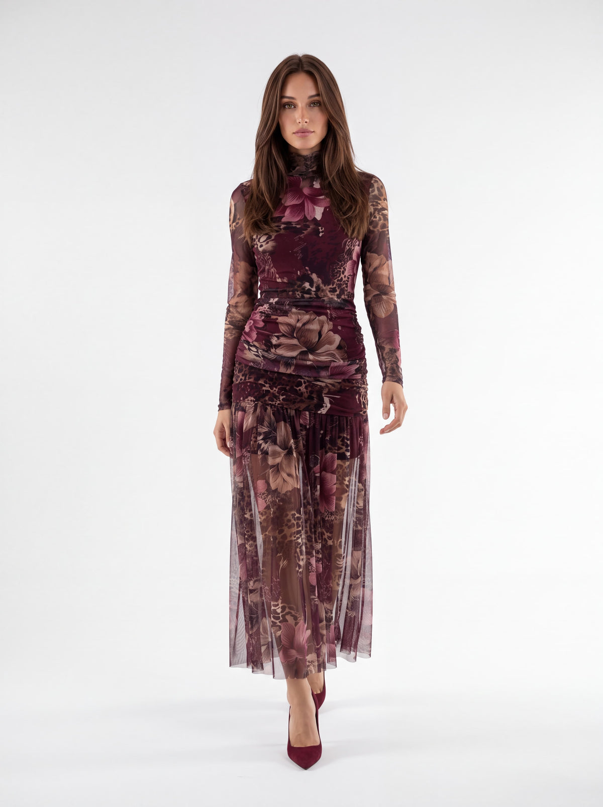 Abito Isabeau – Bordeaux / Animalier Abito donna