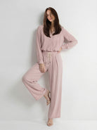 Blusa Elara con pinces e collo coreano – rosa cipria donna