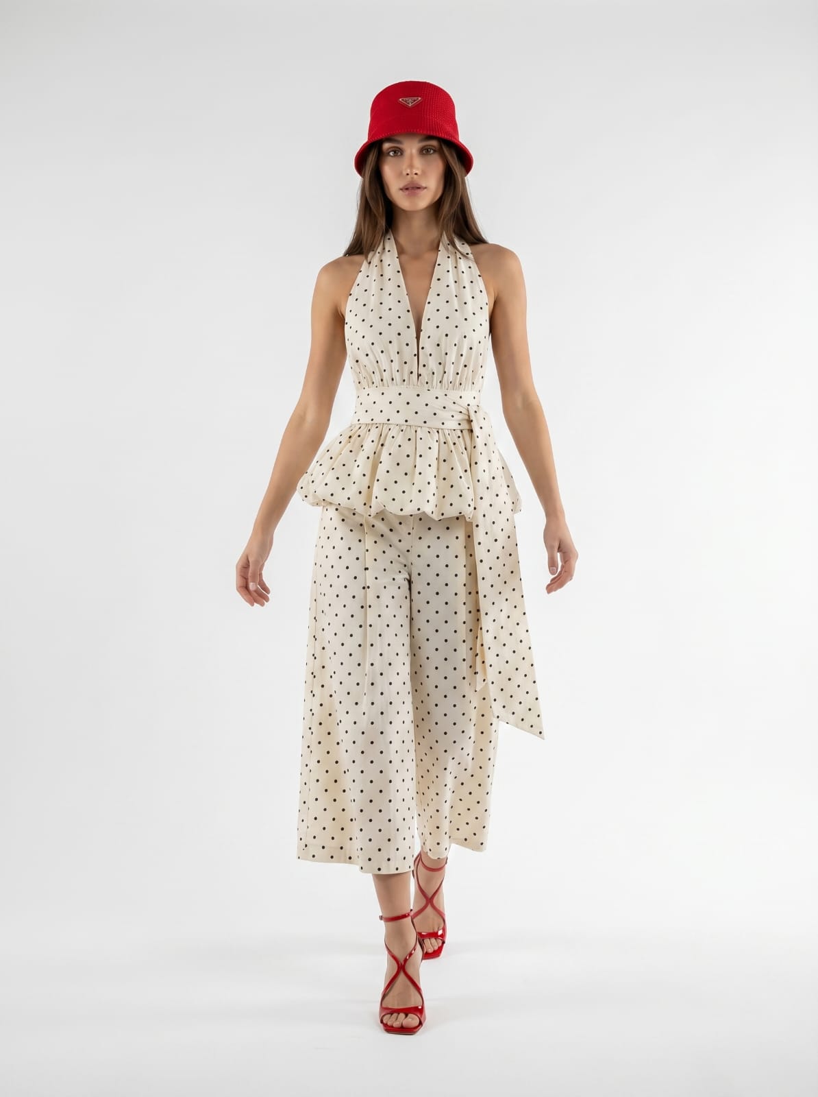 Pantalone Audrey - Burro pois nero donna