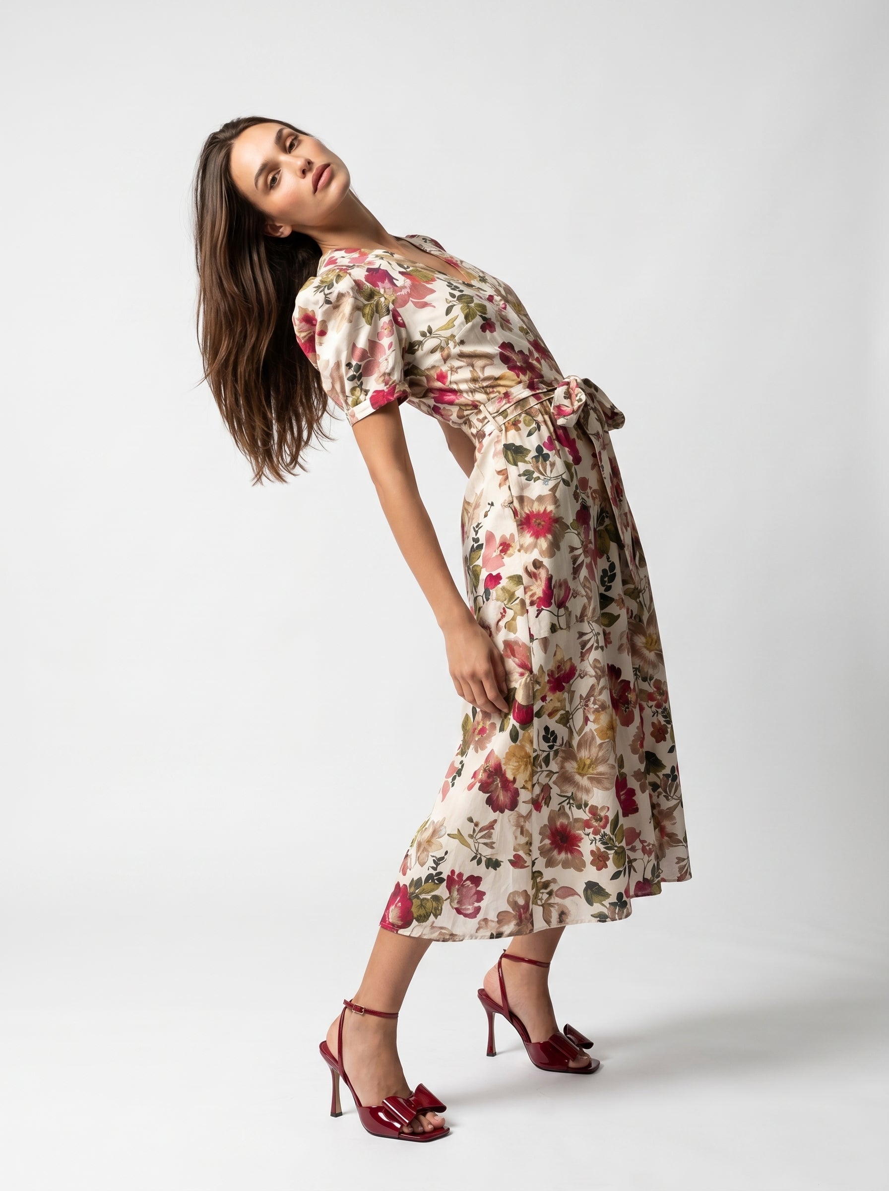Abito Ofelia - Fiori Bordeaux donna