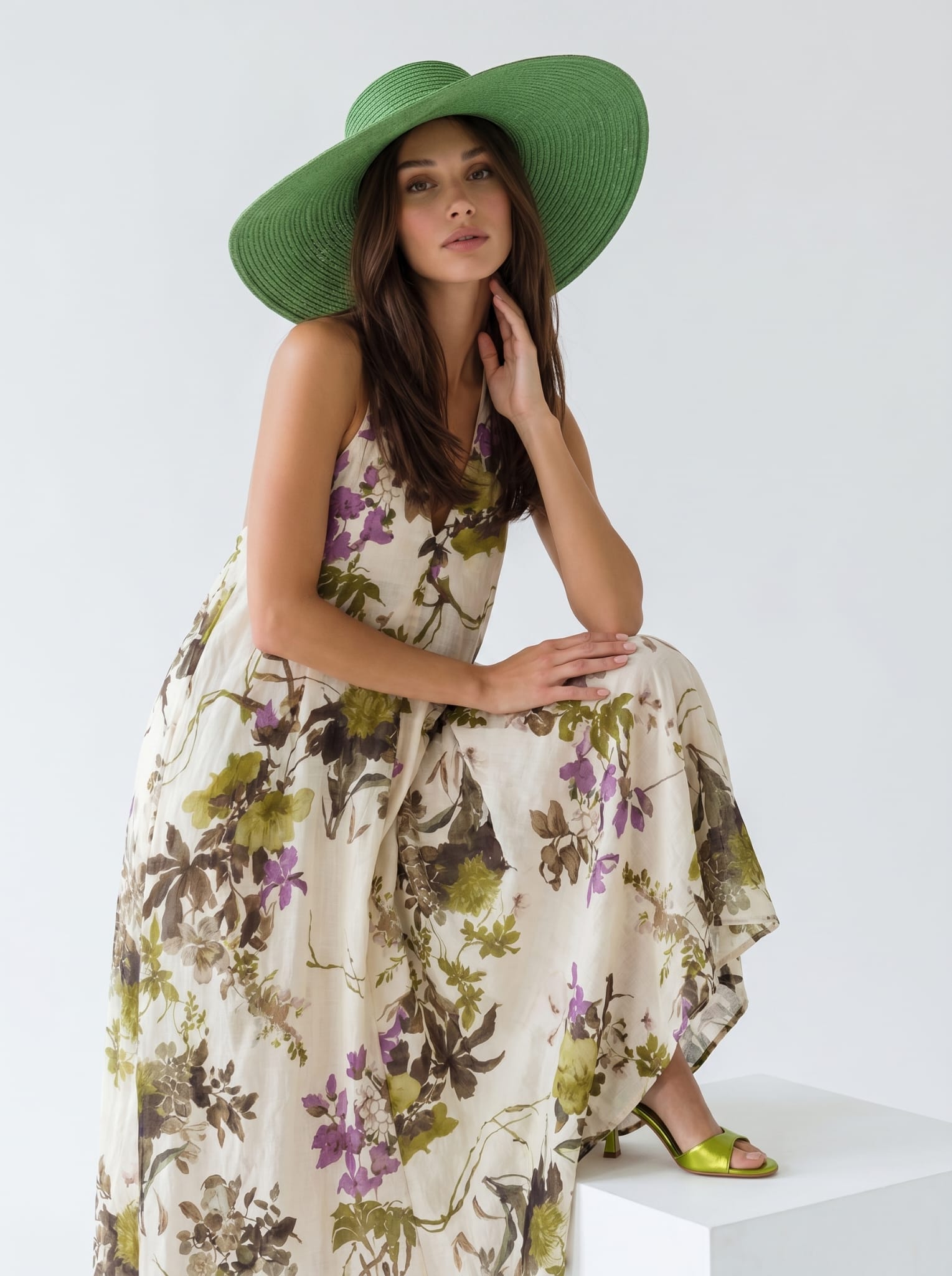 Abito Daphne - Fantasia verde olio donna