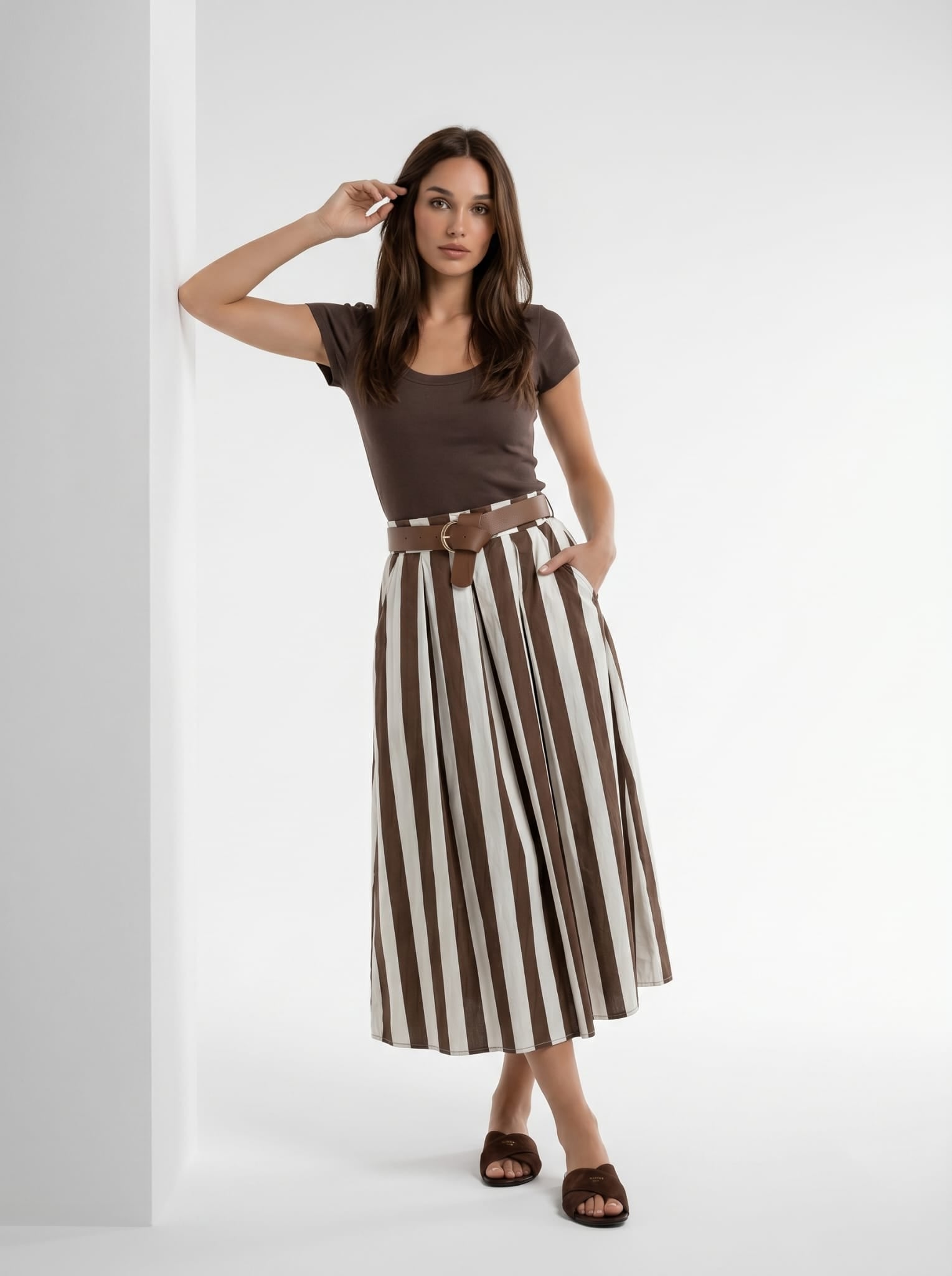 Gonna Delia - Marrone rigato donna