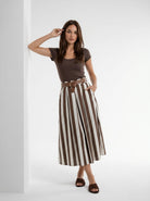 Gonna Delia - Marrone rigato donna
