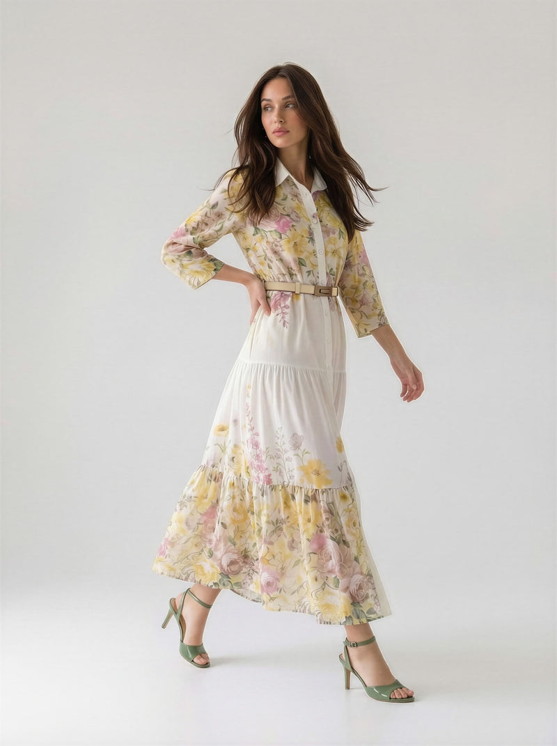 Abito Florelle chemisier in mussola - floral garden giallo donna