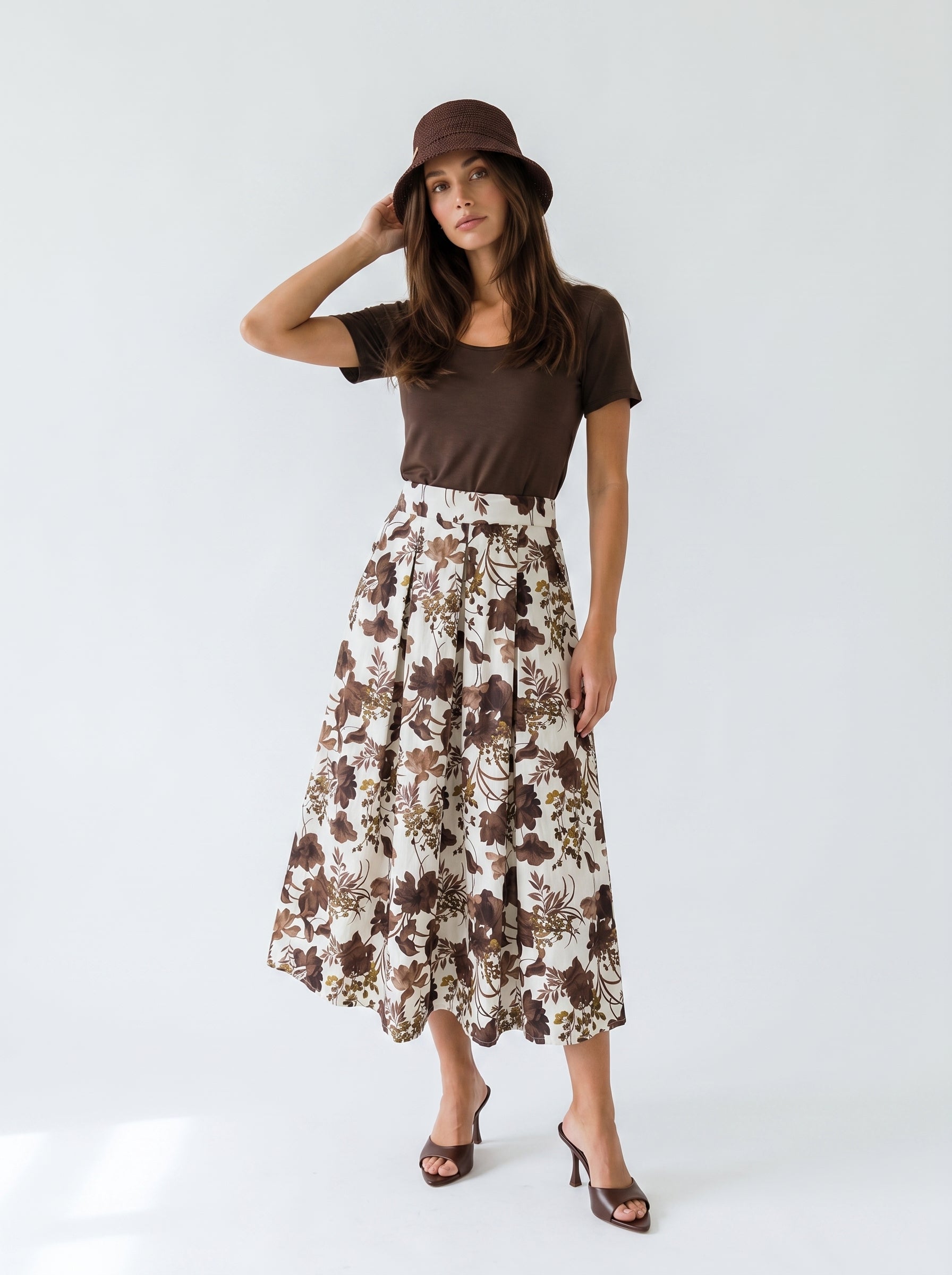 Gonna Fiora - Marrone a fiori donna