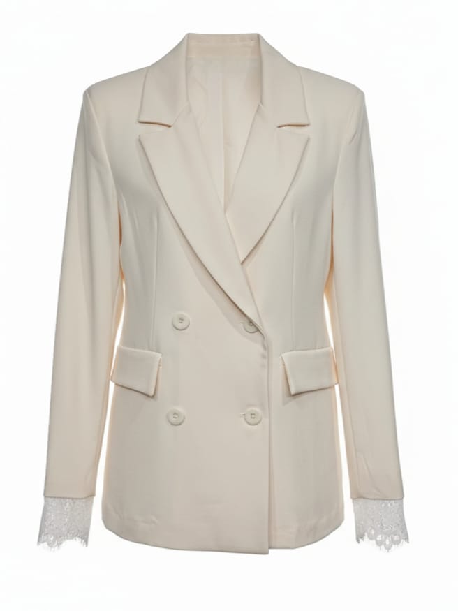 Giacca Celeste doppiopetto – Panna donna