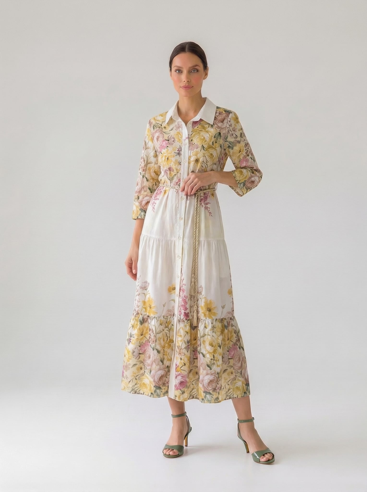 Abito Florelle chemisier in mussola - floral garden giallo donna