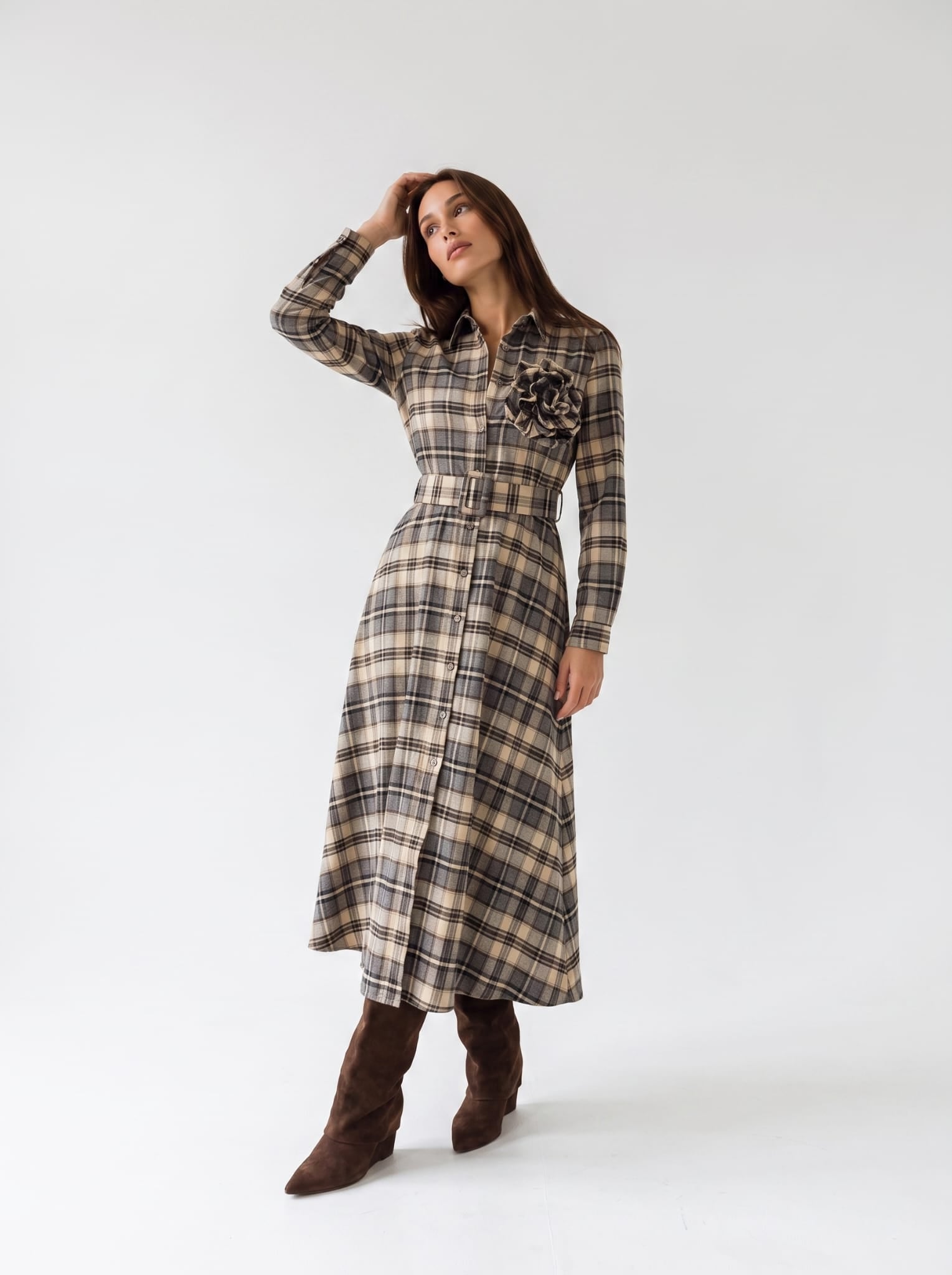 Chemisier Ottavia - Check Beige Abito donna