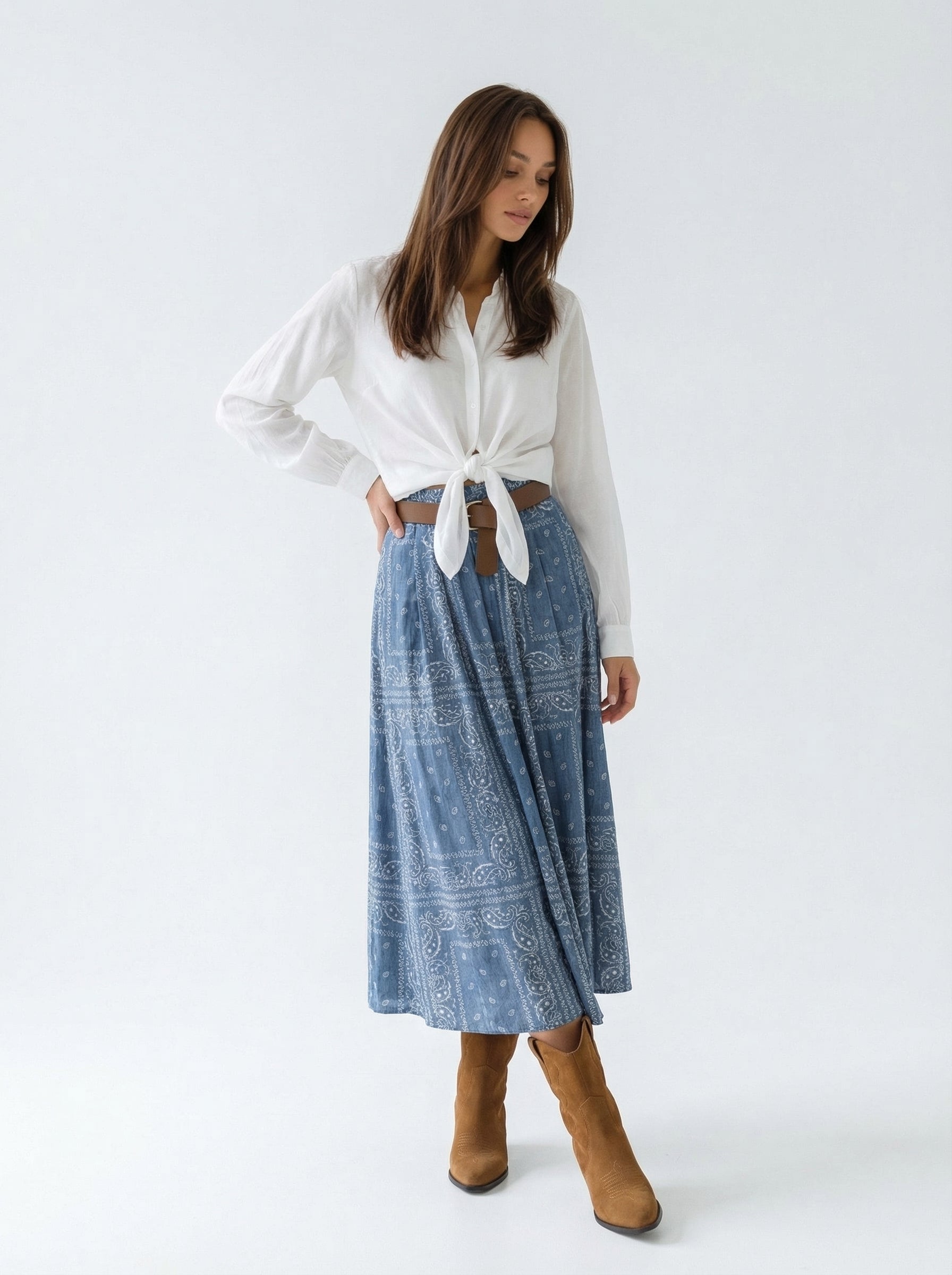 Gonna Sienna in cotone stampa bandage – denim donna