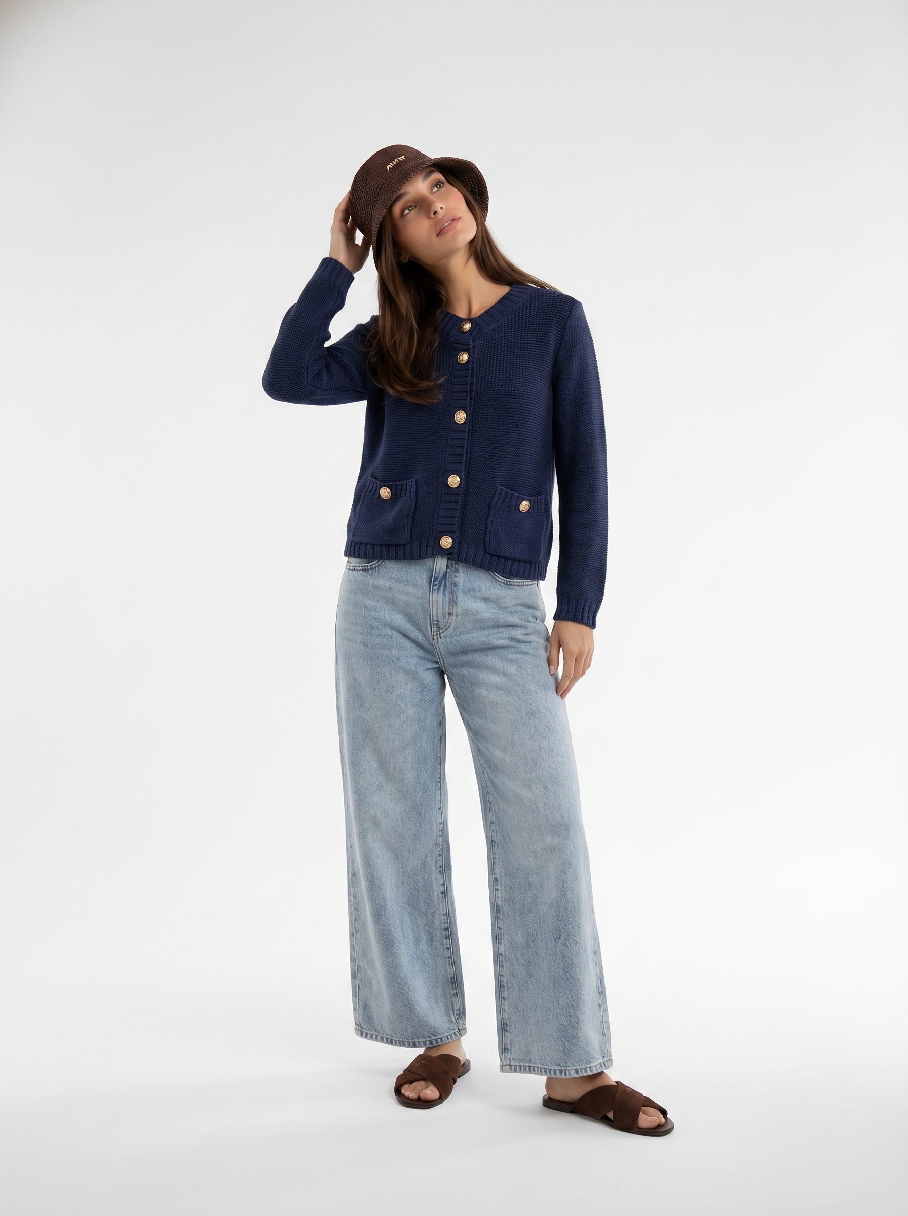 Cardigan Mirea con bottoni gioiello - Blu donna