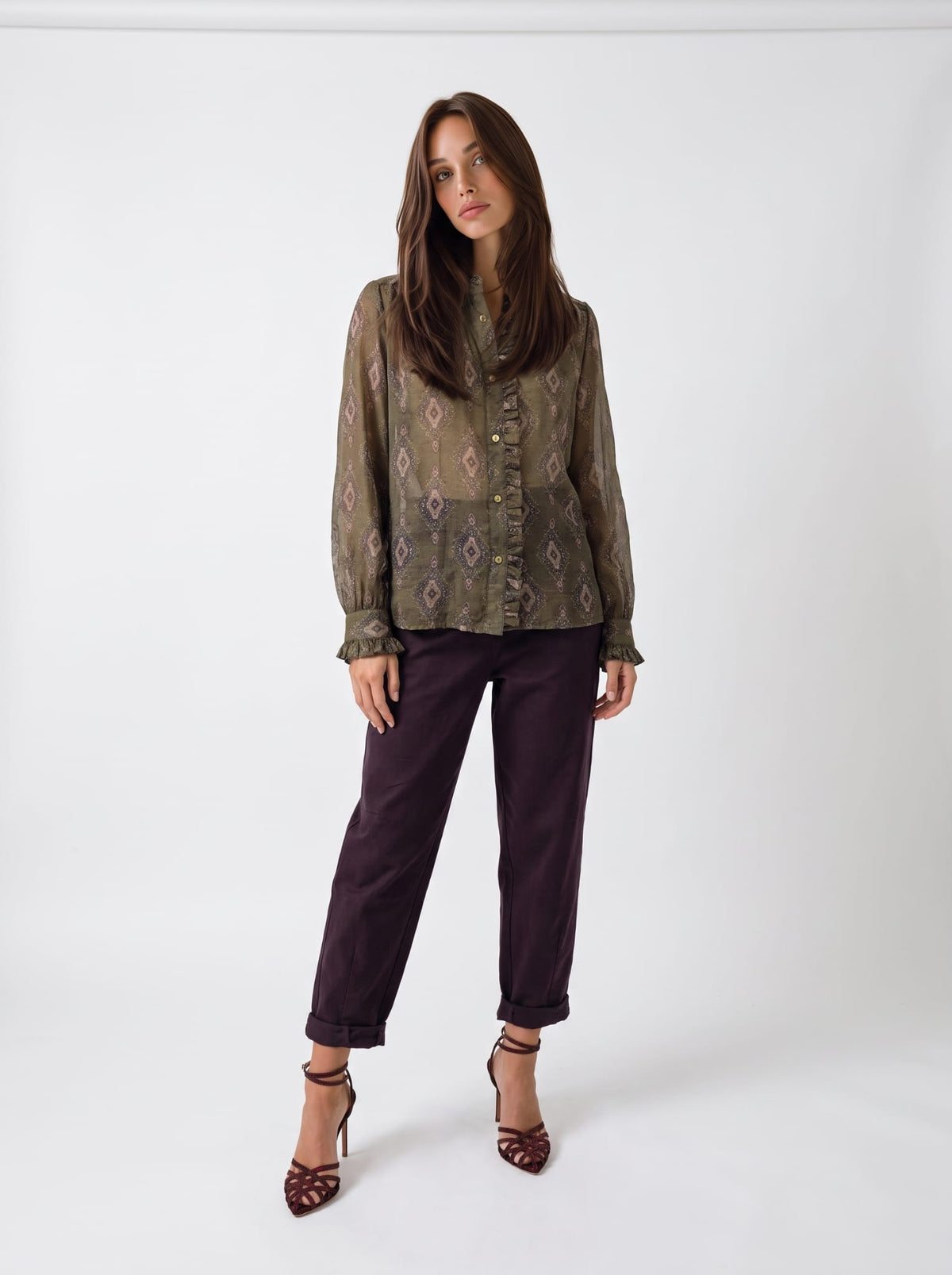 Camicia Ondine – Verde Oliva Multicolor Camicia donna