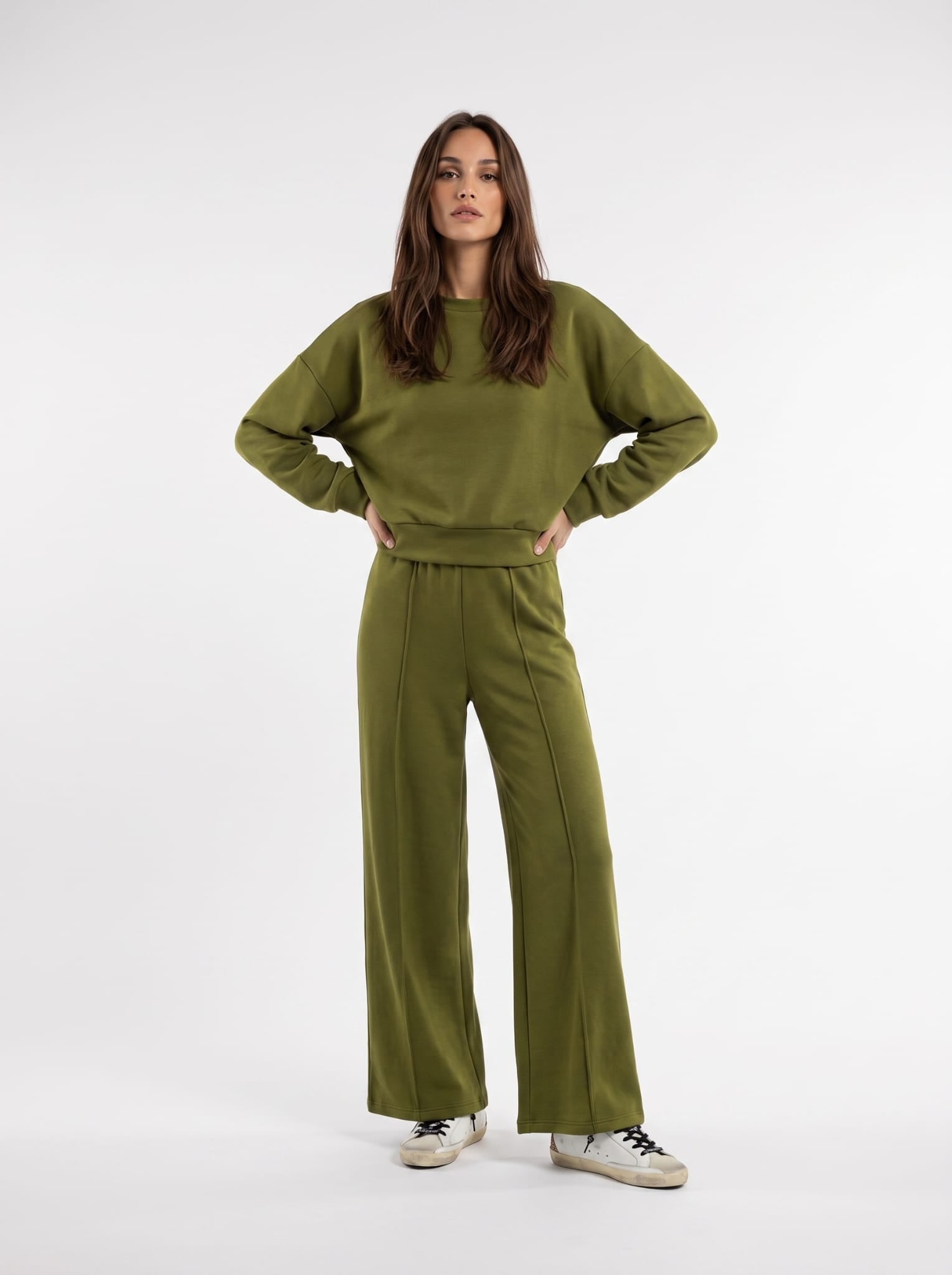 Pantalone Kaia - Verde olio Coordinato donna
