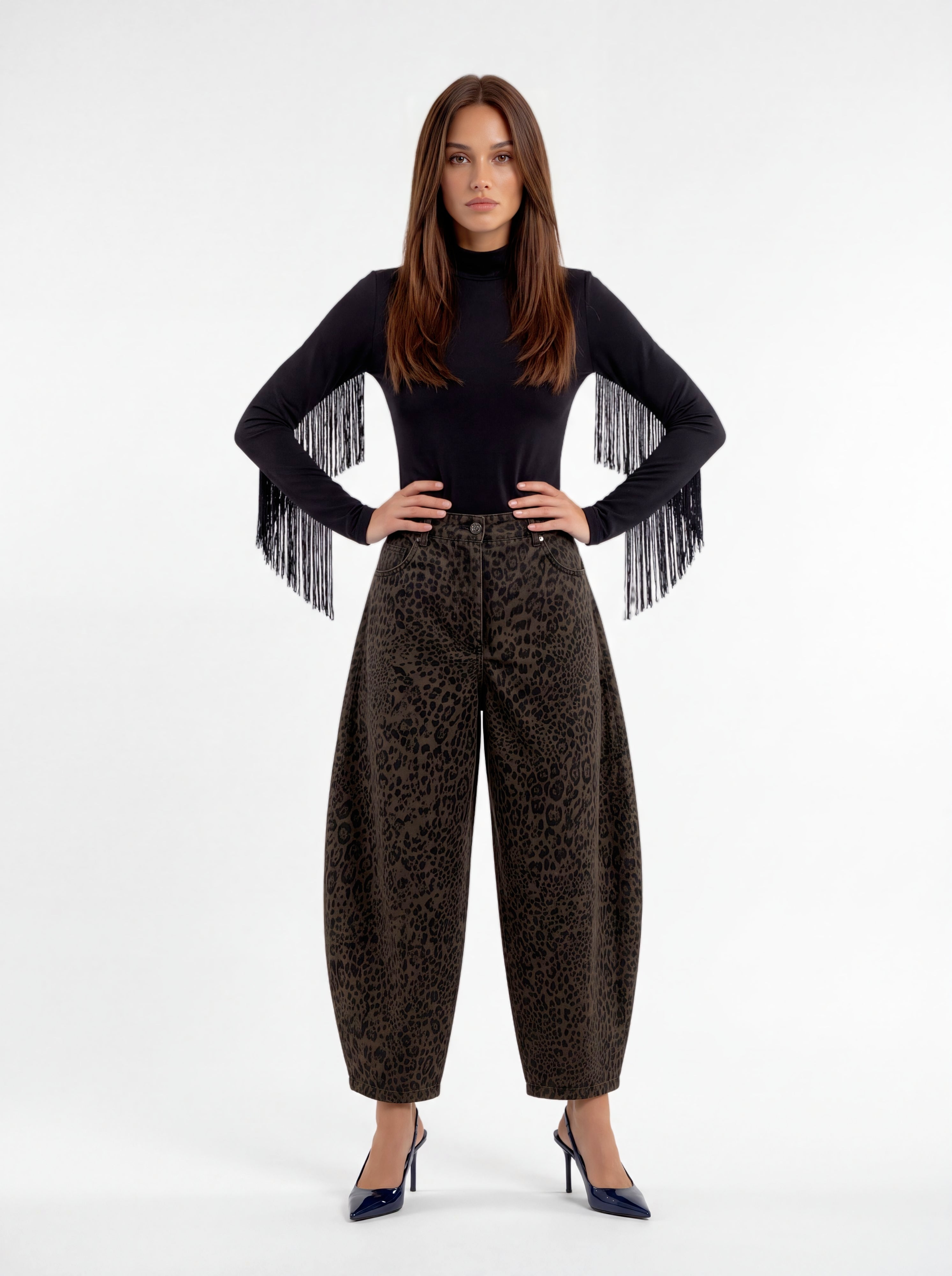 Pantalone Floriane – Animalier Verde Pantalone donna