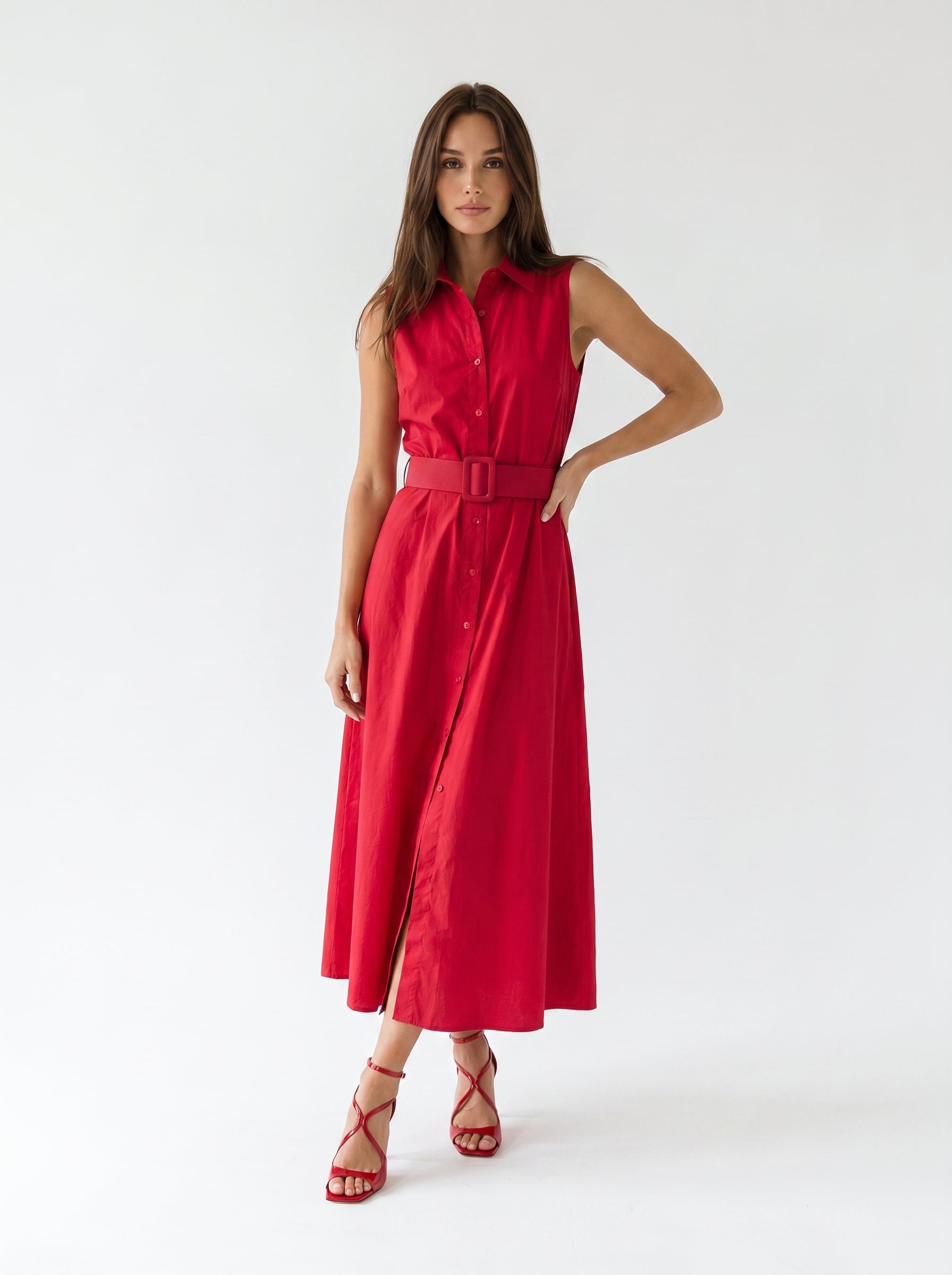 Abito Chemisier Olive - Rosso donna