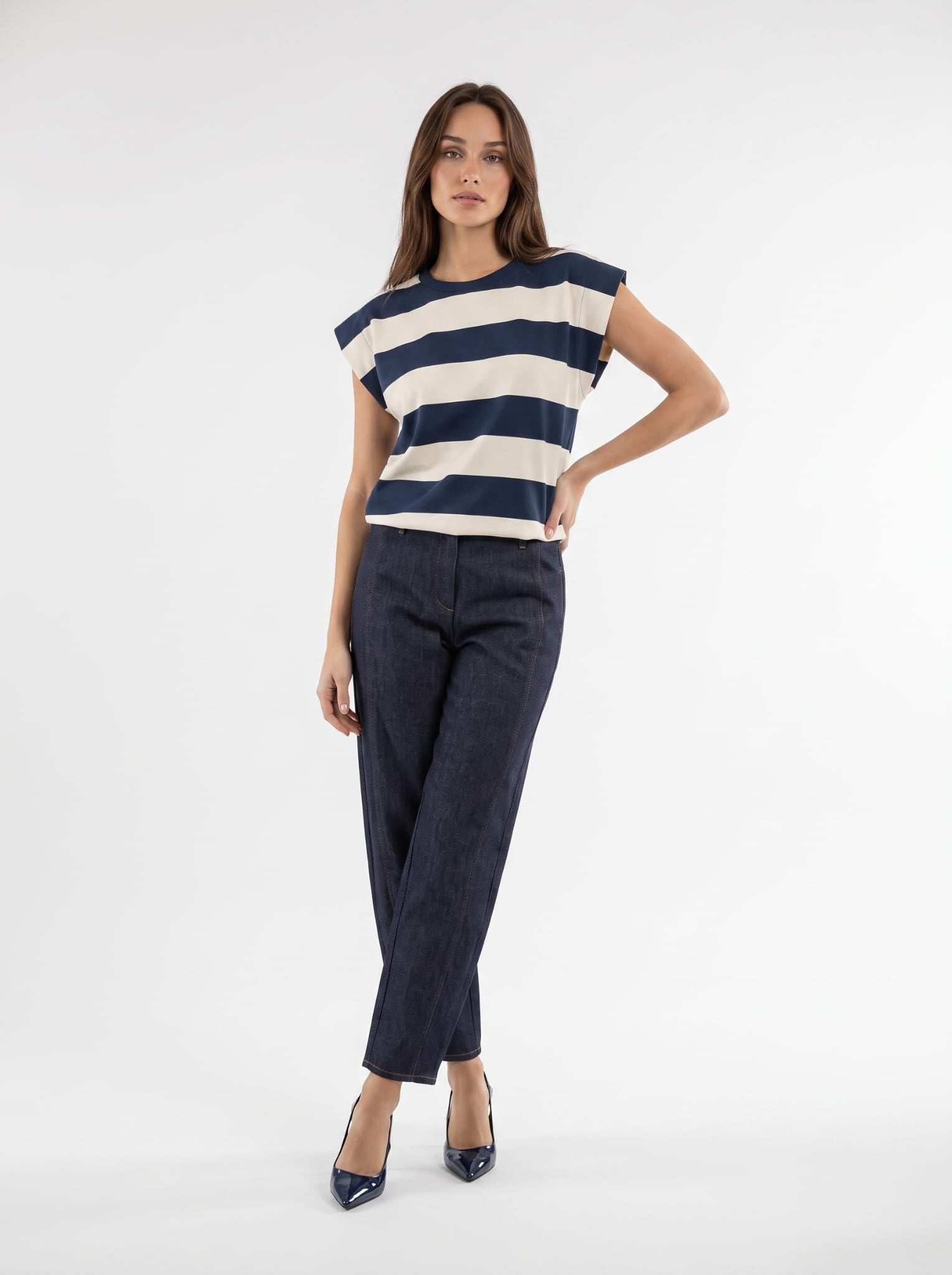 T-Shirt Zaira - Blu navy rigata T-Shirt donna