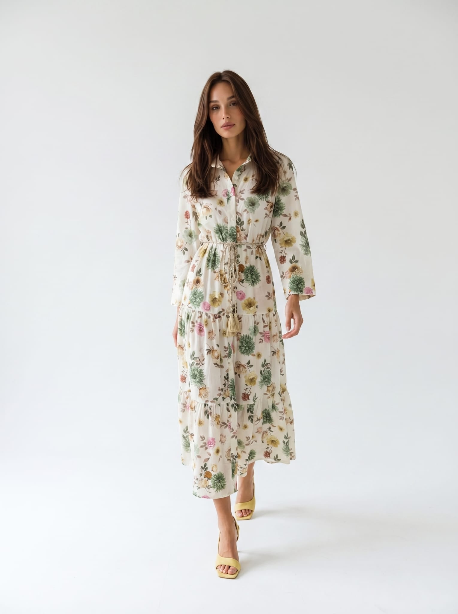 Abito Florelle chemisier fiori di campo - Verde donna