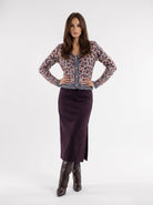 Cardigan Amaris - Animalier Prugna Cardigan donna