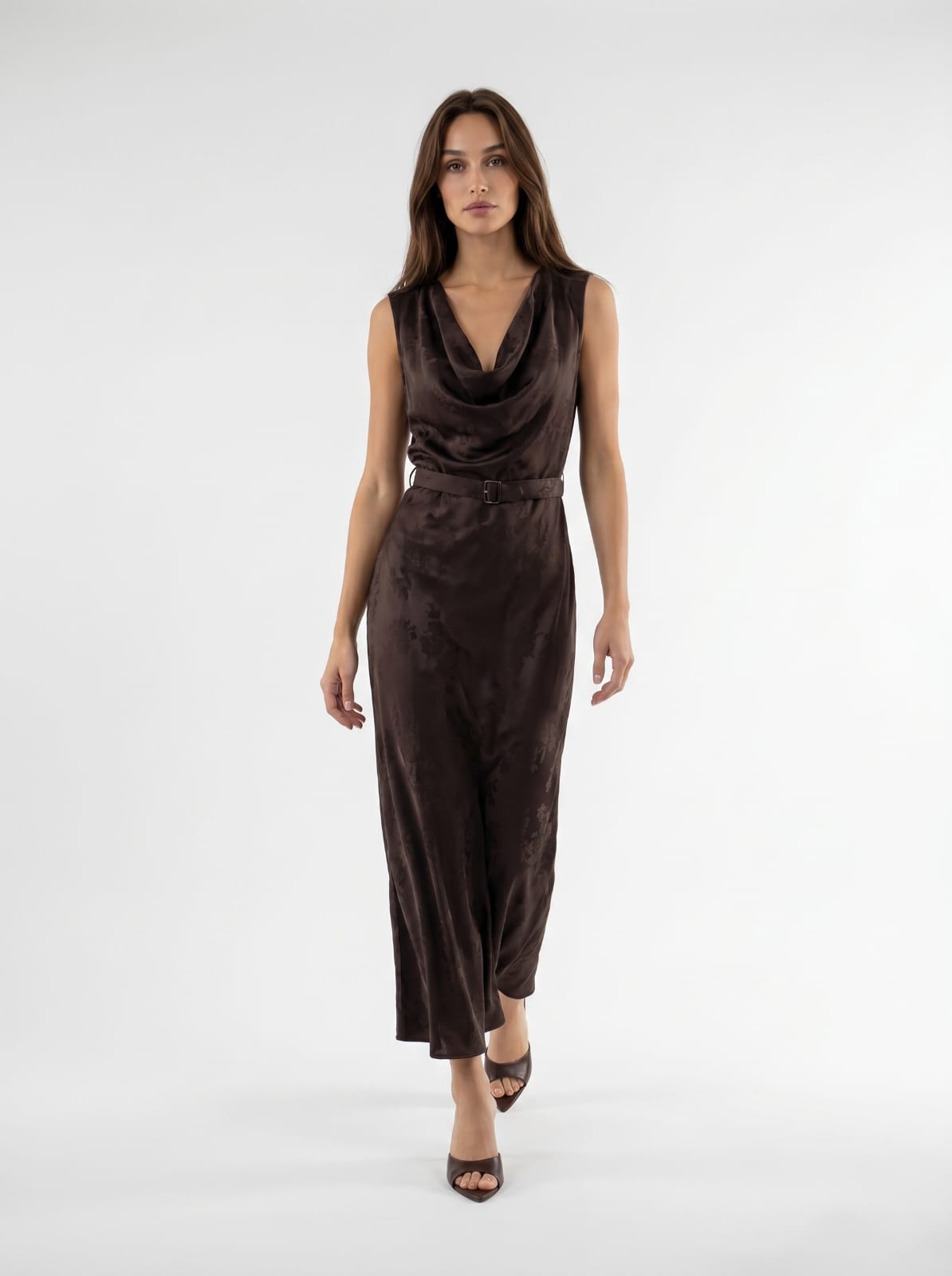 Abito Selene - Marrone con ricamo donna