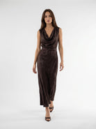 Abito Selene - Marrone con ricamo donna