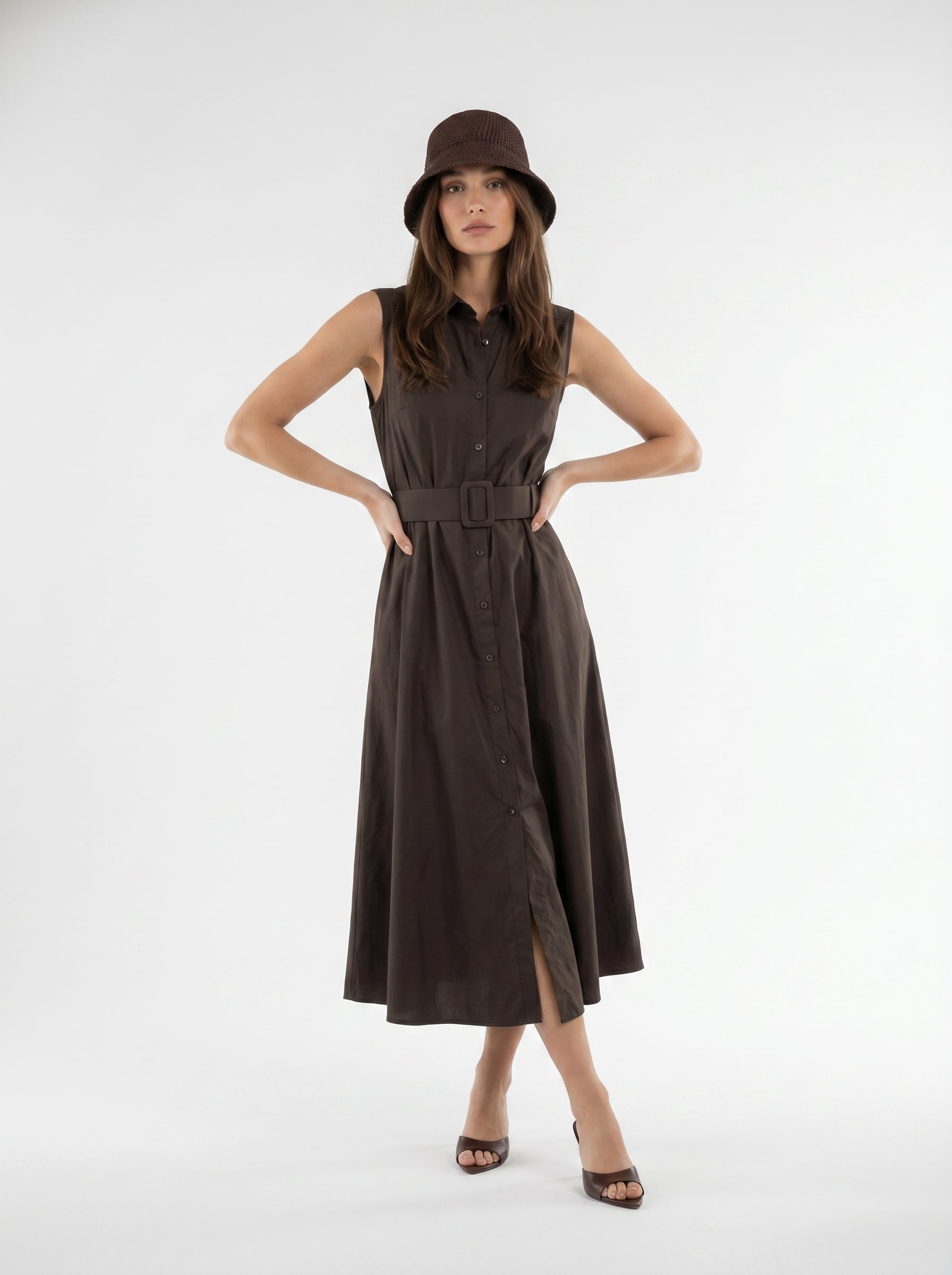 Abito Chemisier Olive - Moka donna