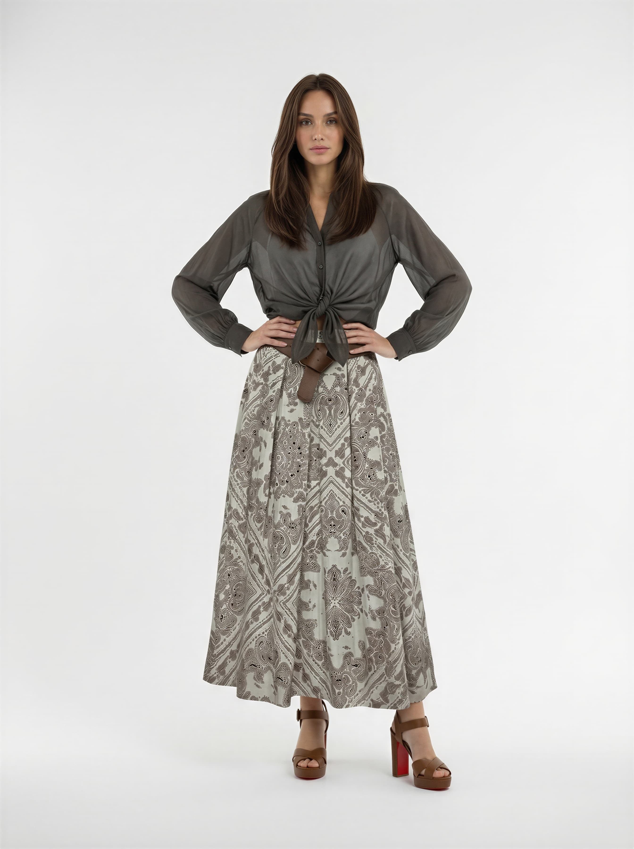 Gonna Delia stampa etro - Marrone donna