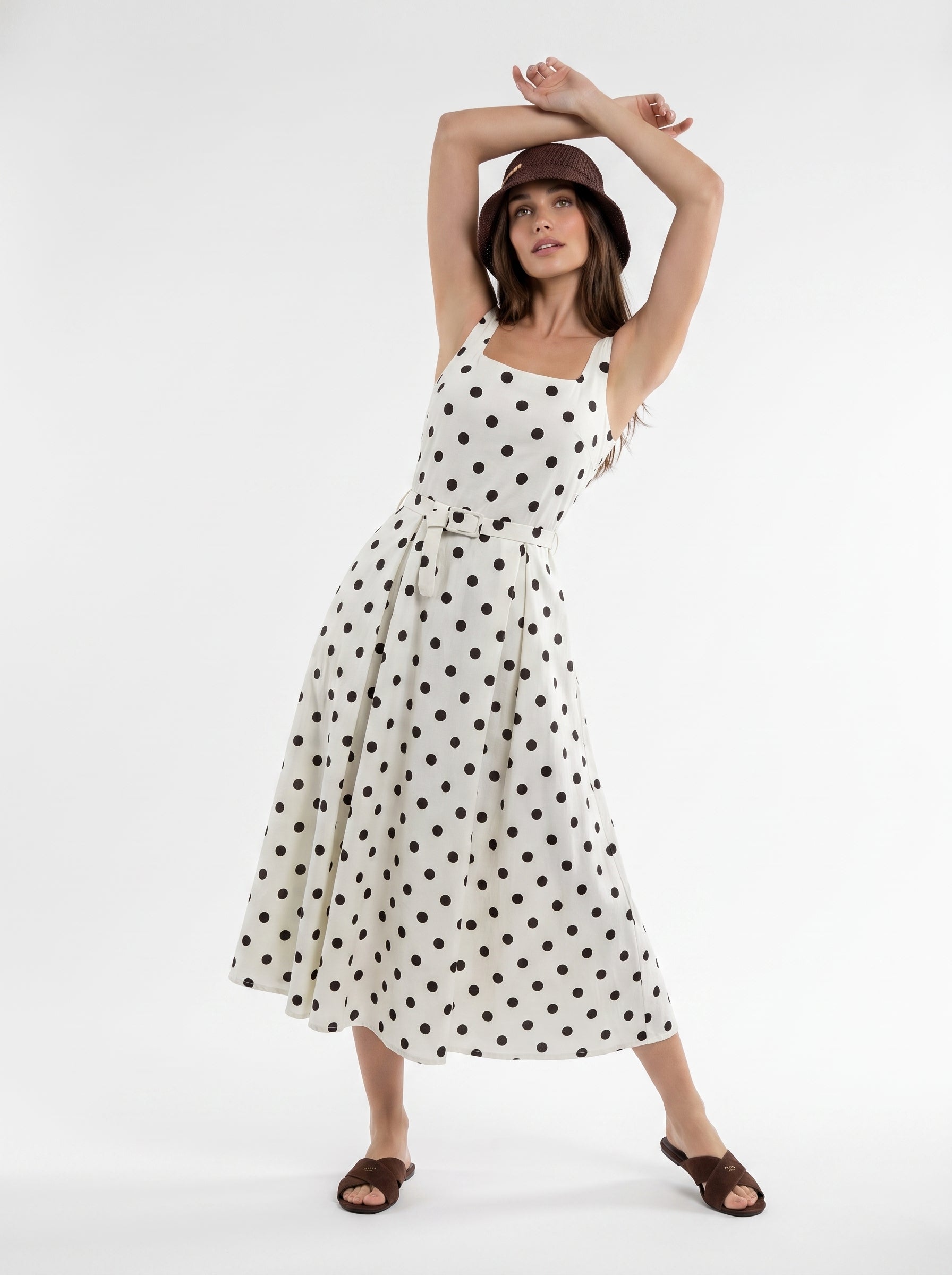 Abito Sakura - Burro pois marrone donna