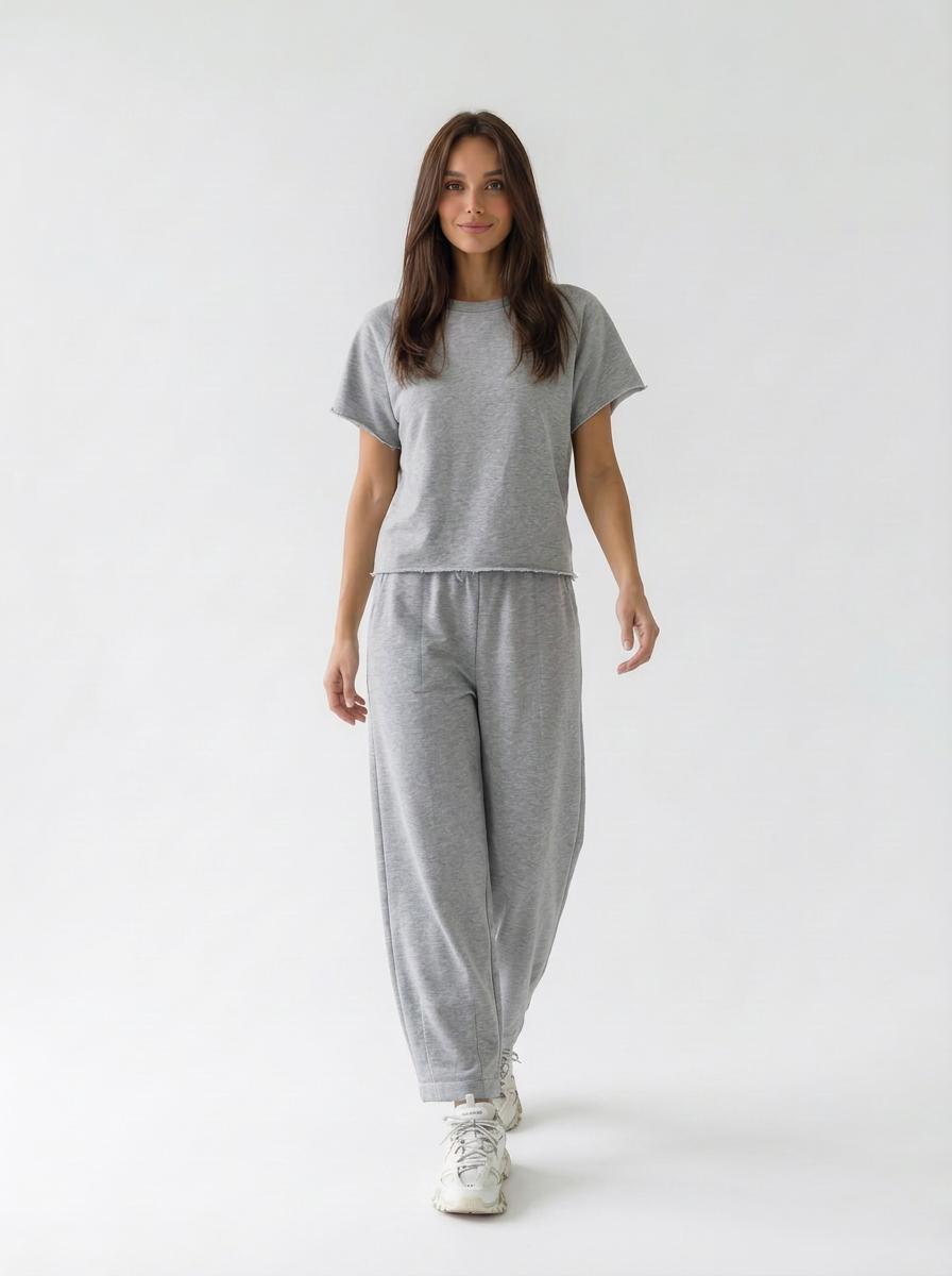 Pantalone Cairo baggy in cotone - grigio chiaro donna