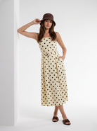 Abito Sakura - Giallo pois marrone donna