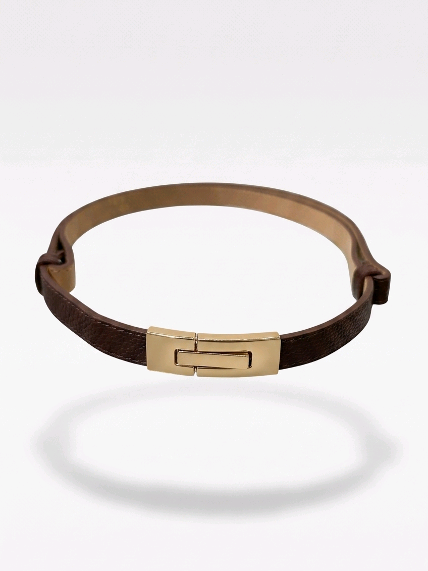 Cintura Elin in vera pelle con fibbia clip – donna