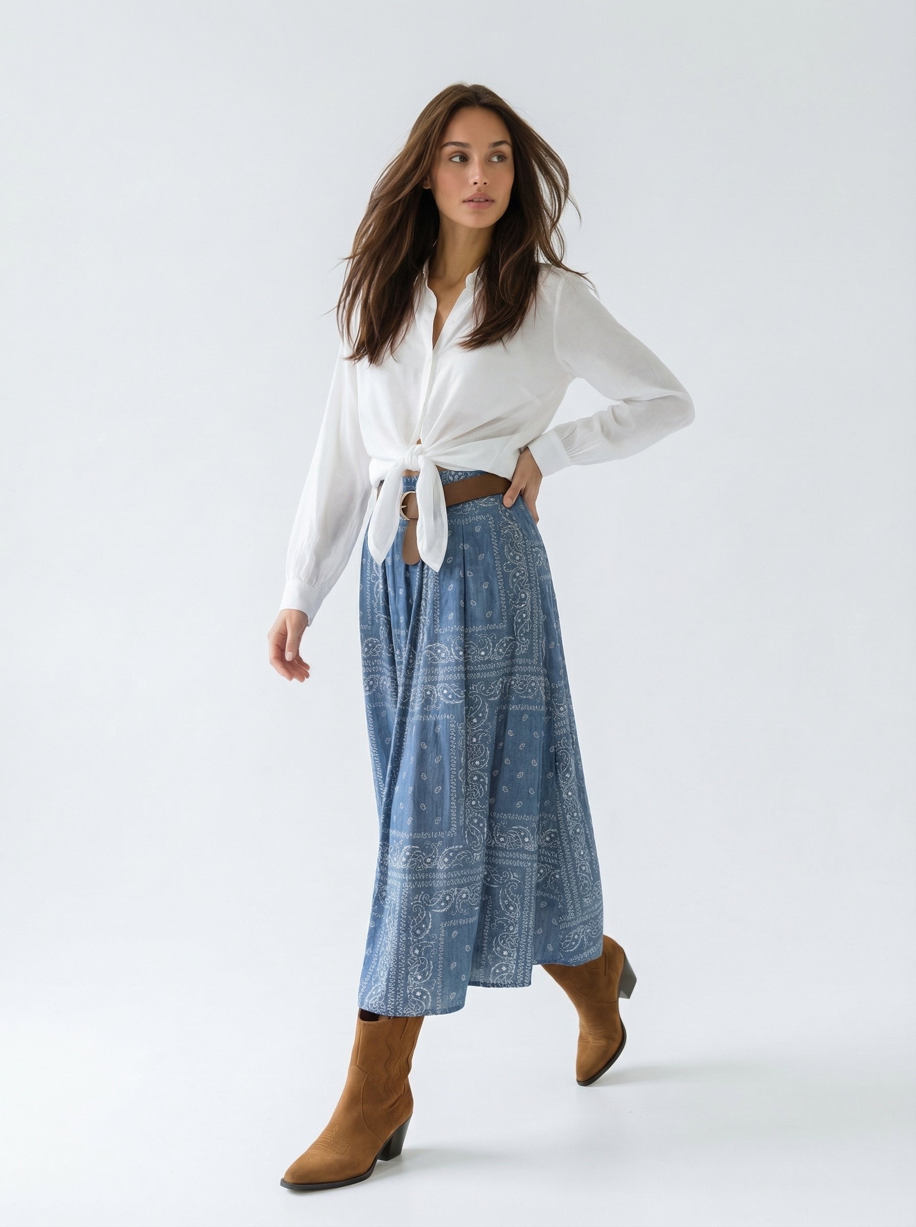 Gonna Sienna in cotone stampa bandage – denim donna