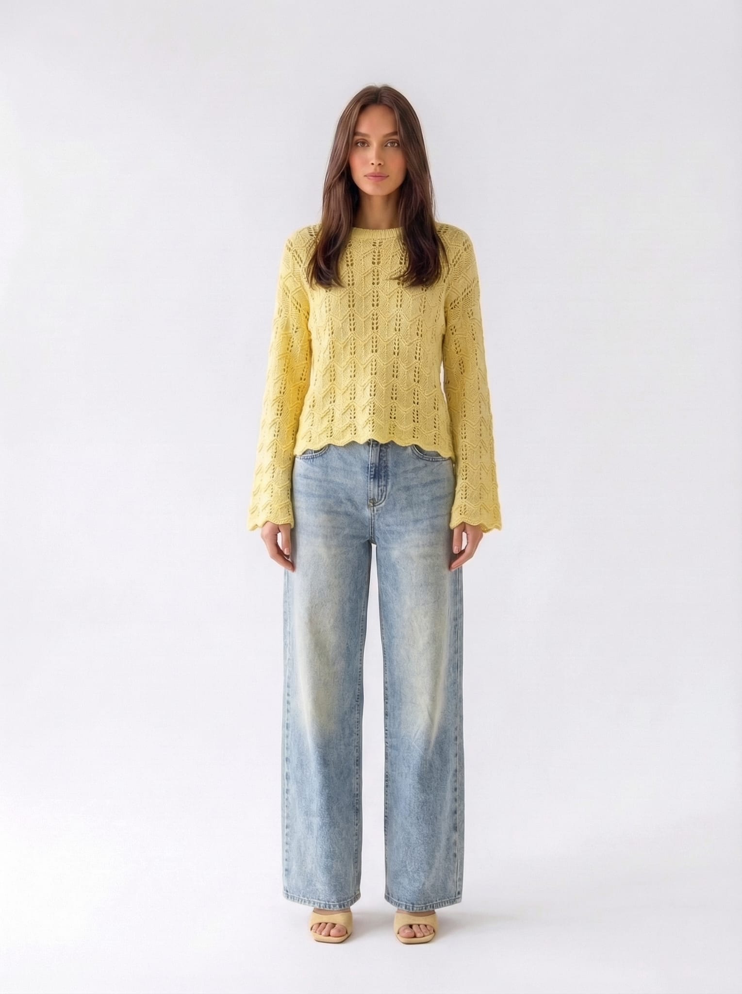 Pull Edera traforato - Giallo donna