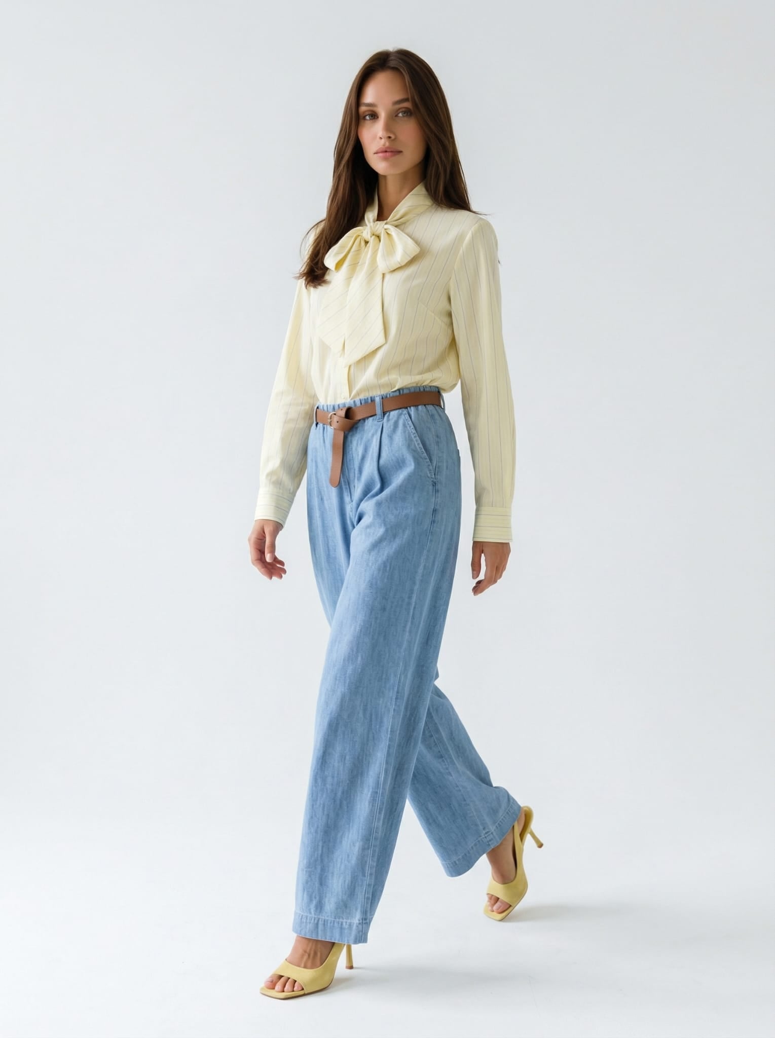 Camicia Adele con fiocco – Giallo chiaro donna