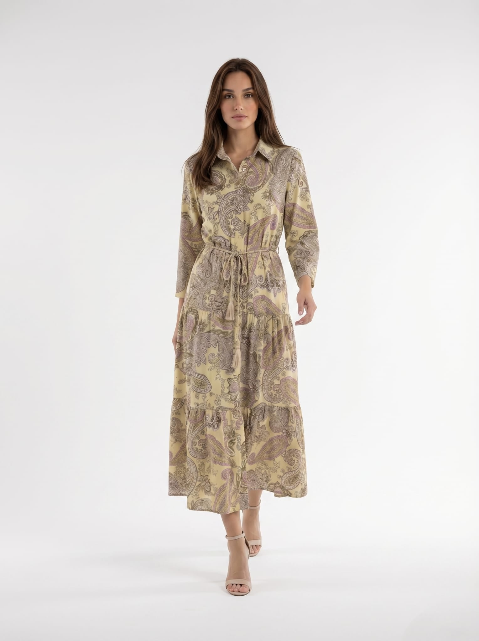 Abito Florelle chemisier fantasia cachemire- Giallo donna