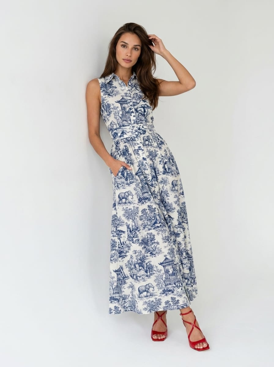 Abito Fiordaliso - Toile de jouy Blu donna
